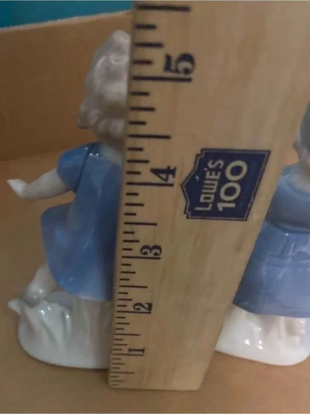 Blue Porcelain Girl Figurine Pair - Decorative Home Accent